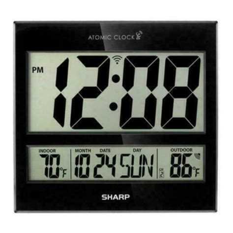 The Sharp Atomic Clock (Model - SPC932) can be easily mounted to the wall or can be used on table top or desk with the built in stand. 3 x AAA batteries Needed (not included). Calendar and Day of Week Display - Always know what day of the week it is with a quick glance. The clock displays the calendar and the day of the week.